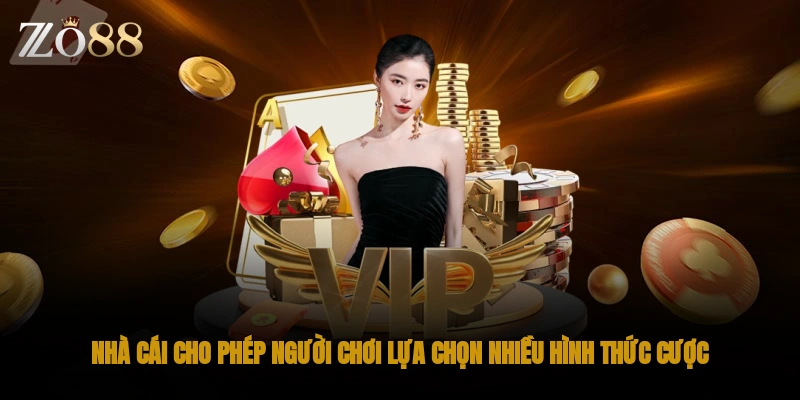 Nhà cái cho phép người chơi lựa chọn nhiều hình thức cược